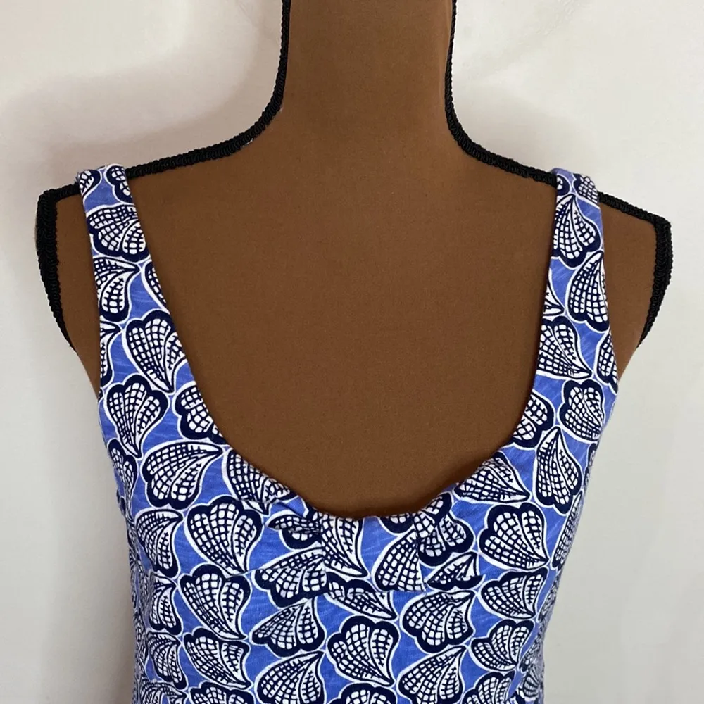 Boden slub cotton seashell print high waist plunge neck mini dress size 4 - Image 6