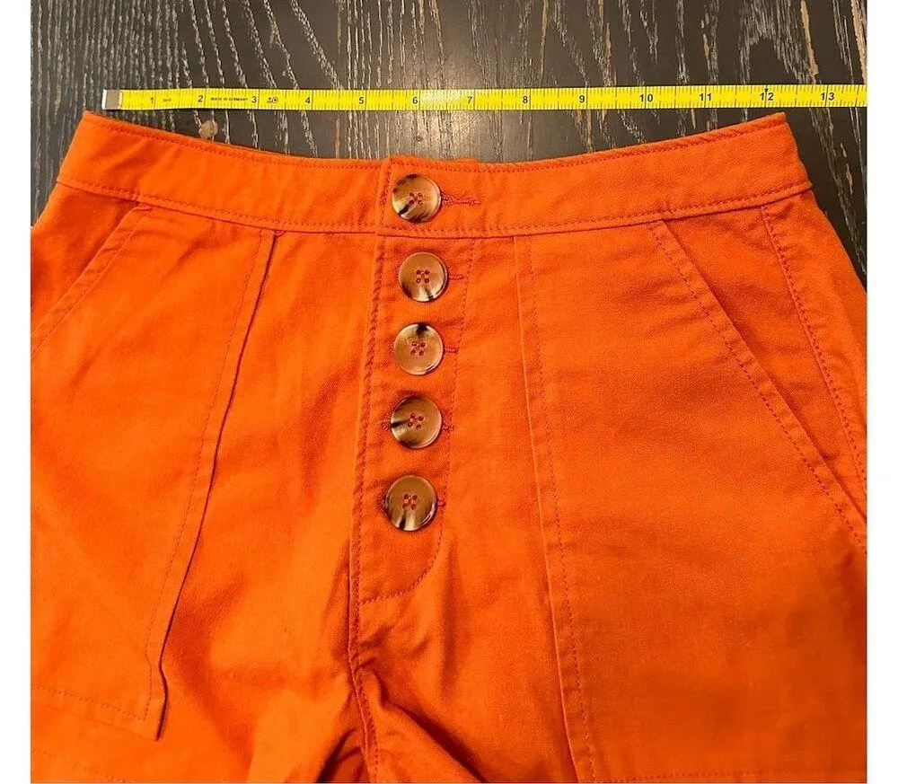 Black NYC Women’s High-Waisted Button Front Shorts Orange Size 24 NWT - Image 5