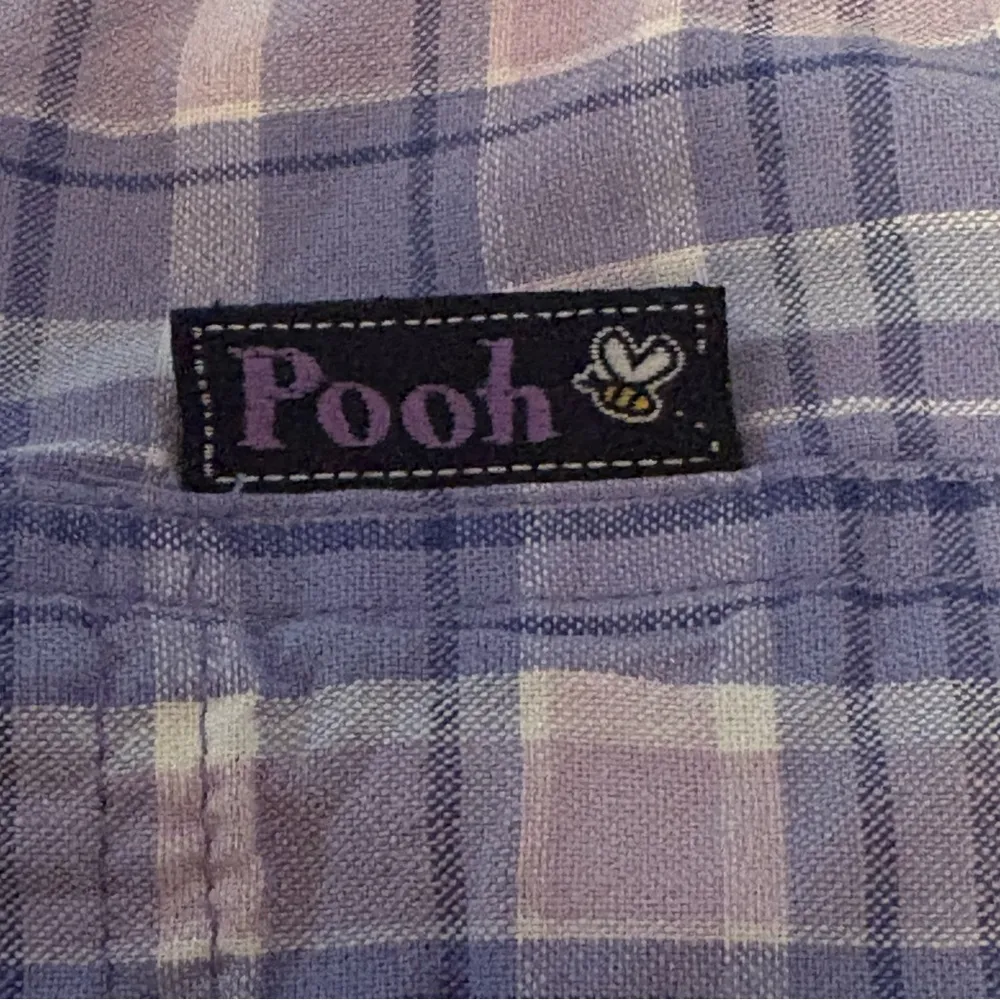 Vtg Winnie the Pooh Sleeveless Shirt Womens Sz 26W 28W Purple Plaid Button Front - Image 9