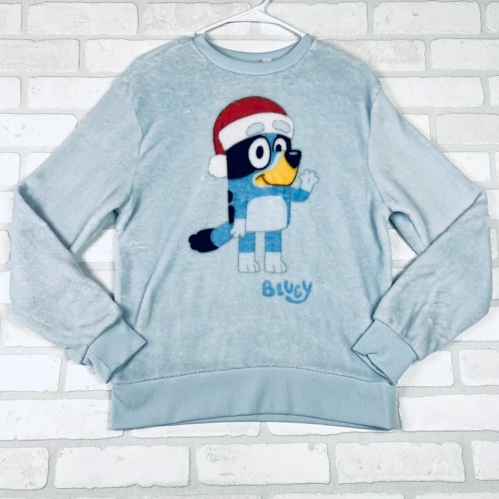 Bluey‎ Christmas Santa Hat Fuzzy Pullover Sweatshirt - Image 14