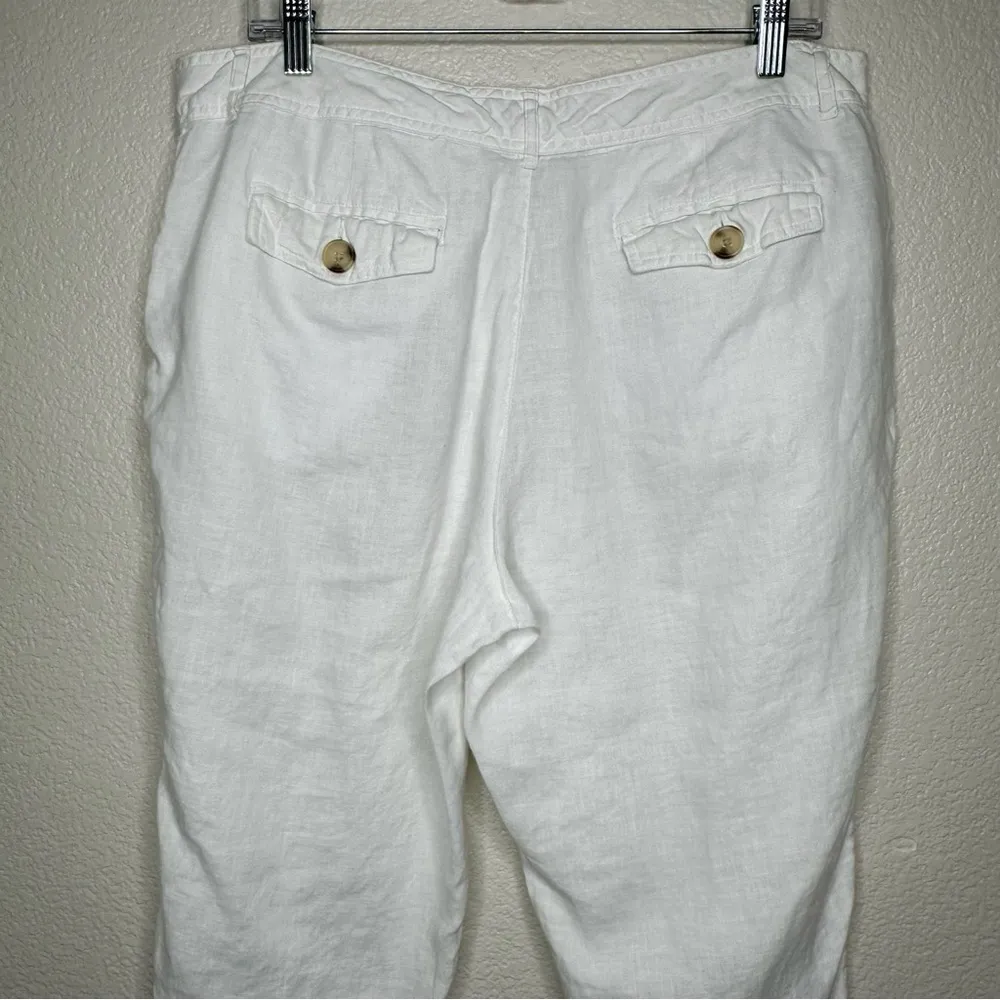Cherokee 100% Linen White Capri Pants, Size 16 - Image 6