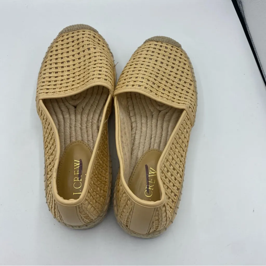 J. Crew factory Woven espadrille slip-ons flats Natural Raffia size 9.5 READ‎ - Image 5