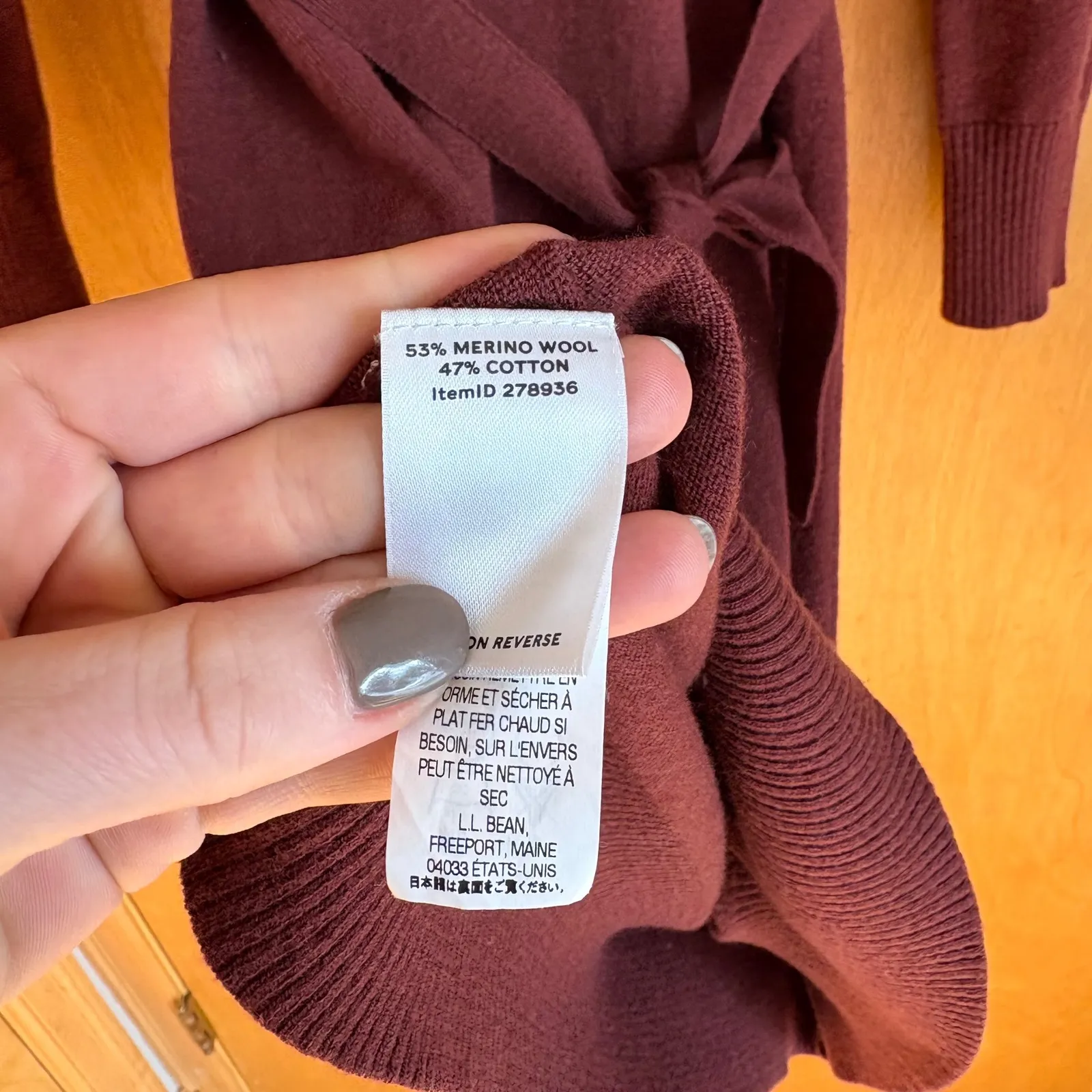 LL Bean Merino Wool Cotton Blend Turtleneck Sweater Dress Burgundy Size S Red - Image 6