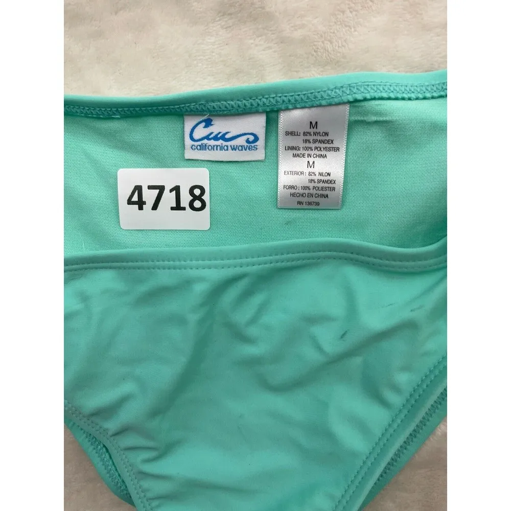 California Waves  Women's Bikini Bottom Solid Mint Green Size Medium Cut Out - Image 6
