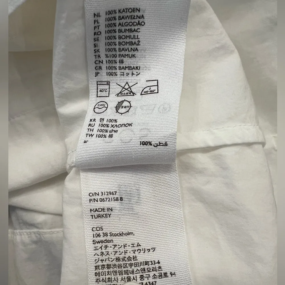 COS multi-tiered white cotton button up blouse, Peter Pan collar, size 4 - Image 16