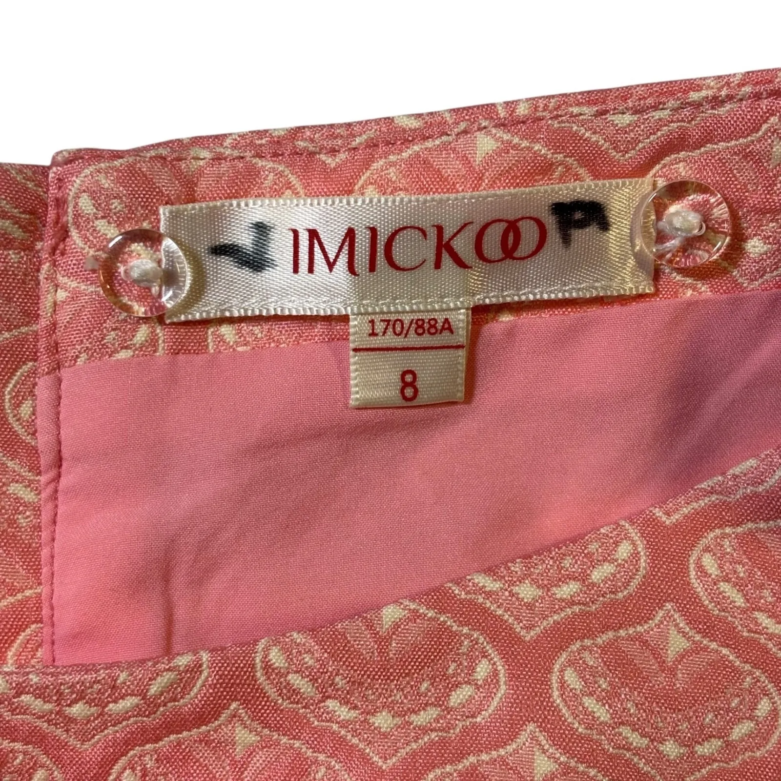 IMICKOO Women‎ Orange Paisley Bow Neck 3/4 Sleeve Top Skirt Set Size 8 - Image 3