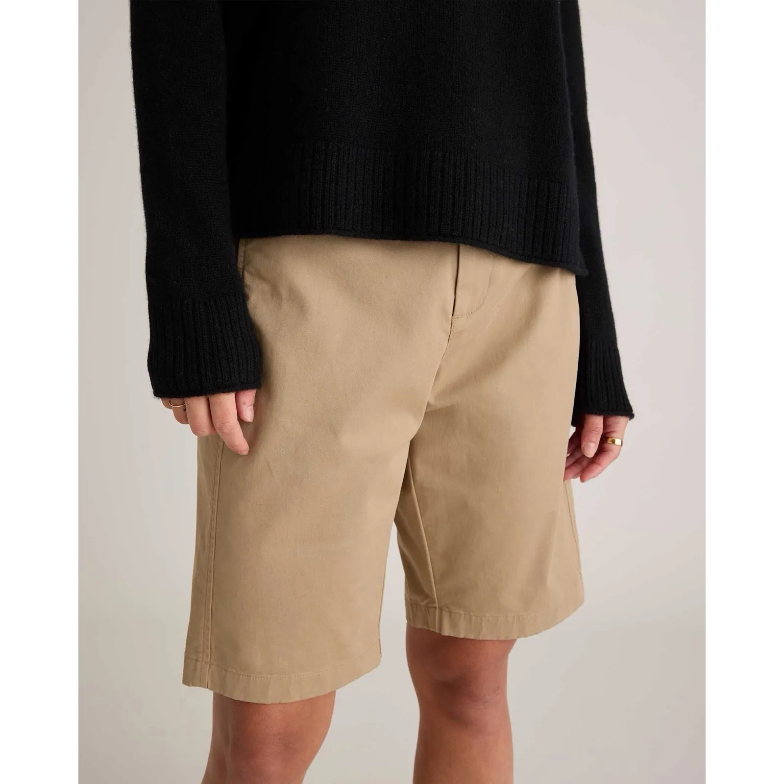 Quince Women's Organic Stretch Cotton Chino Bermuda Shorts 16 Khaki Quiet Luxury - Image 2