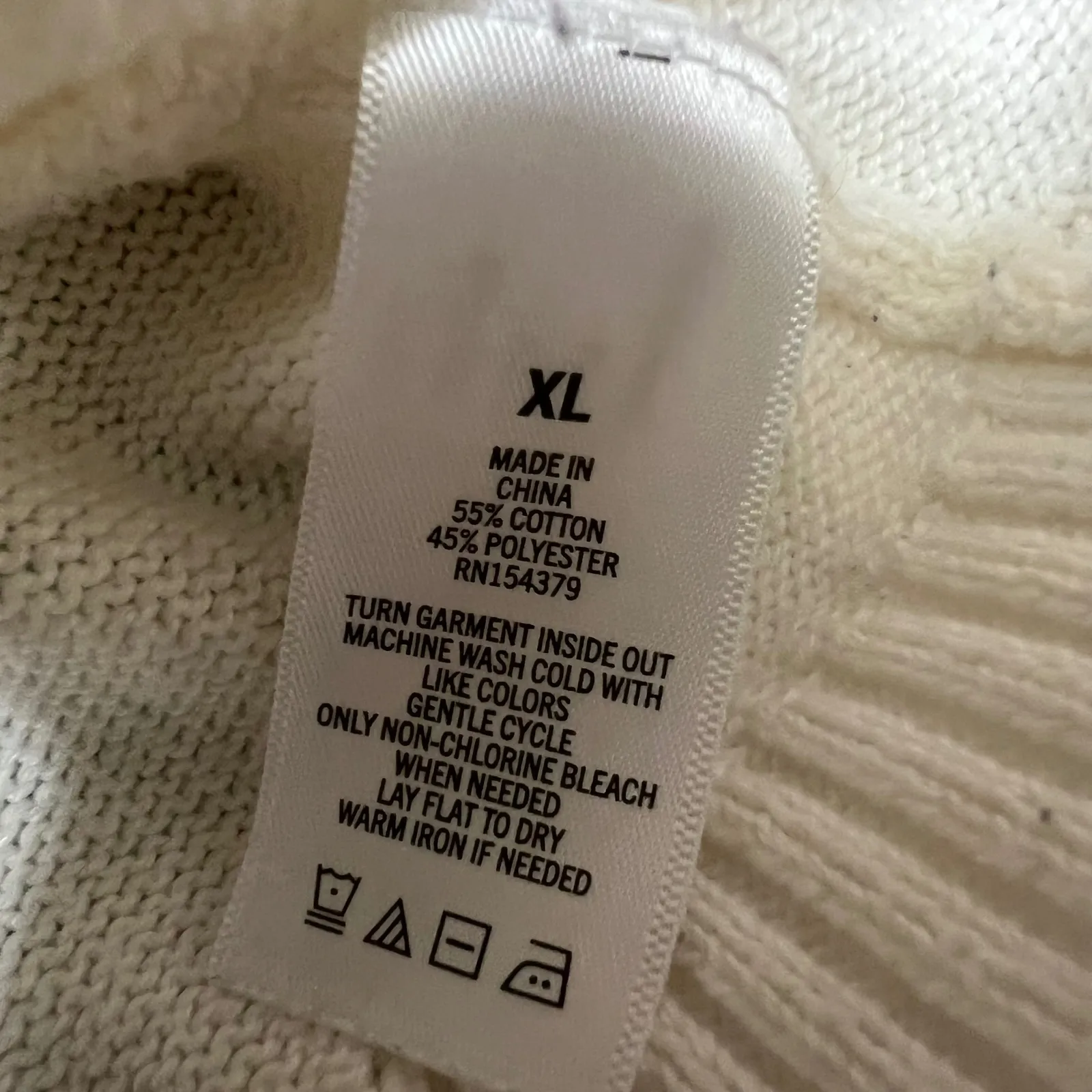 Aeropostale Womens XL Cream Cowl Neck Long Sleeve Knit Pullover Sweater White - Image 3