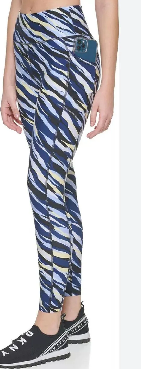 DKNY Women's Side Logo Color Block High Waist Legging, Hydrangea, XSmall new - Image 3