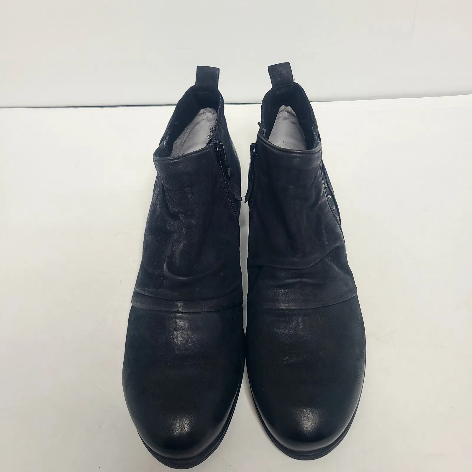 Miz Mooz Snap Leather Suede Studded Booties Ankle Boots Black‎ Women's 41 9.5-10 - Image 5