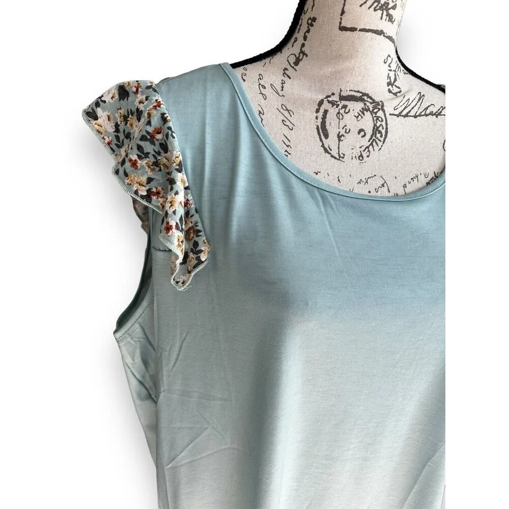 New Bloomchic Ditsy Floral Patchwork Ruffle Flutter Trim Tank Top Plus 18/20 - Image 3