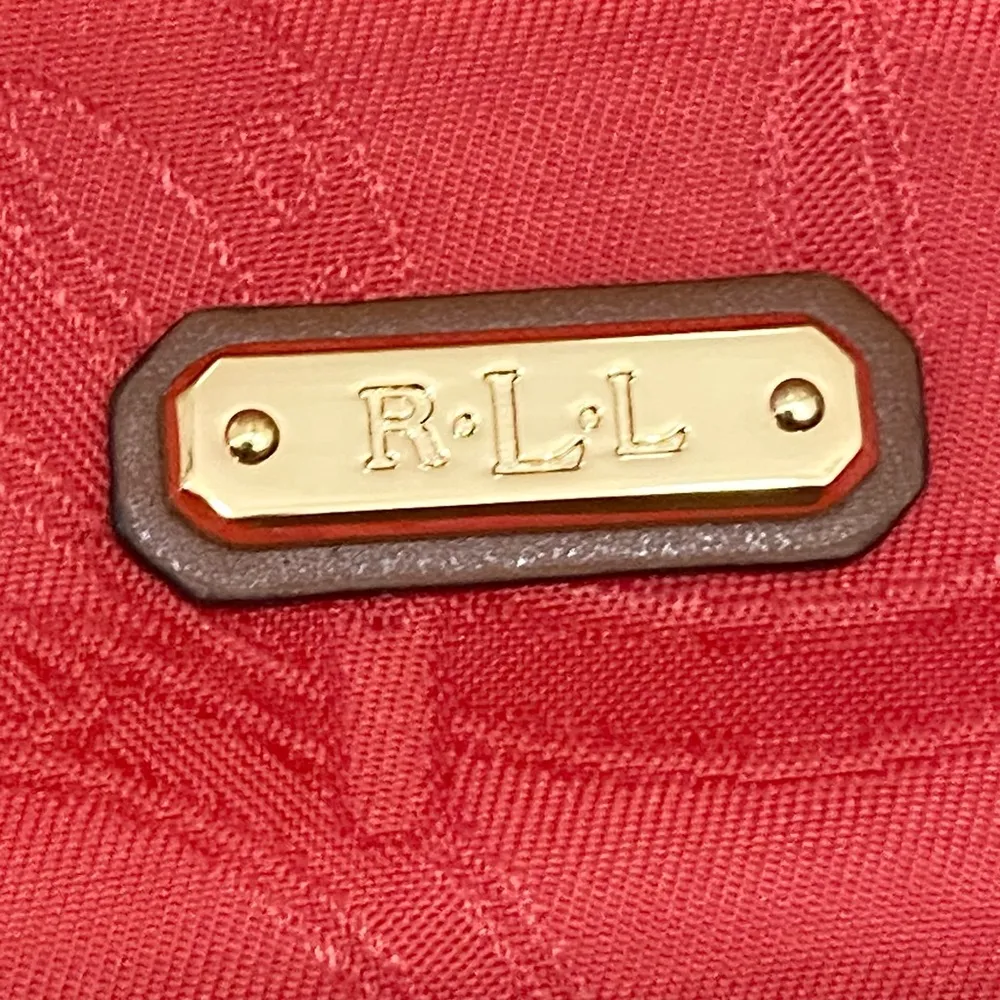 LRL Lauren Ralph Lauren Red Fabric Double Zip Wristlet Wallet - Image 8