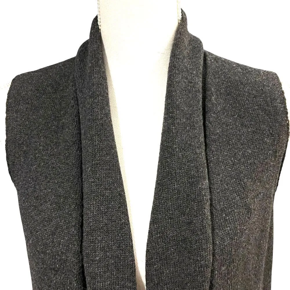 Lafayette 148 Wool Sweater Vest Cardigan S Leather Minimalist Capsule Wardrobe Gray - Image 3