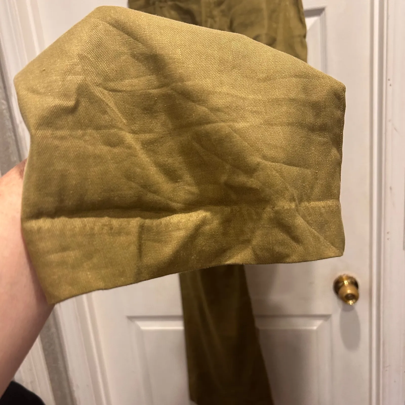 Cabi Linen‎ Blend Charlie Trousers Olive Green Flare Leg Womens Pants Size 10 - Image 5