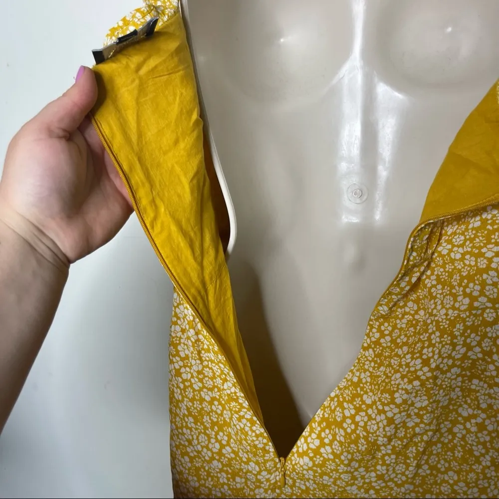 Bardot mustard yellow white floral mini dress size 10 Large - Image 7