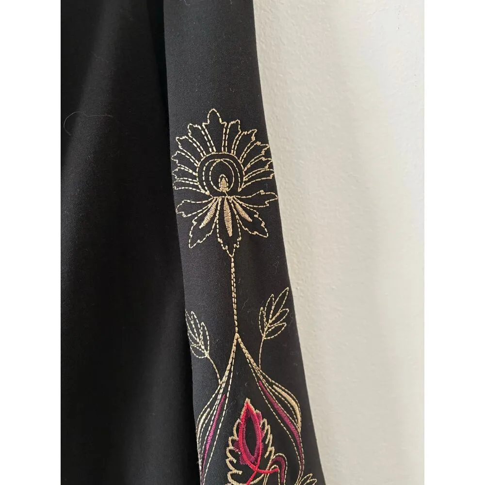 Sunny Leigh Womens Emboridered Midi Skirt Size 8 Whimsigoth Fairy Grunge Black - Image 3