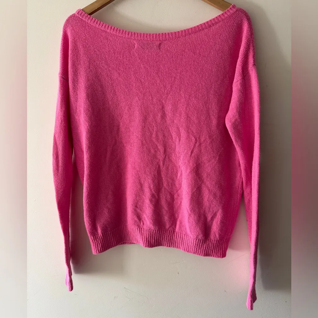 Y2K Abercrombie & Fitch Pink Embroidered Moose Logo Sweater - Image 3