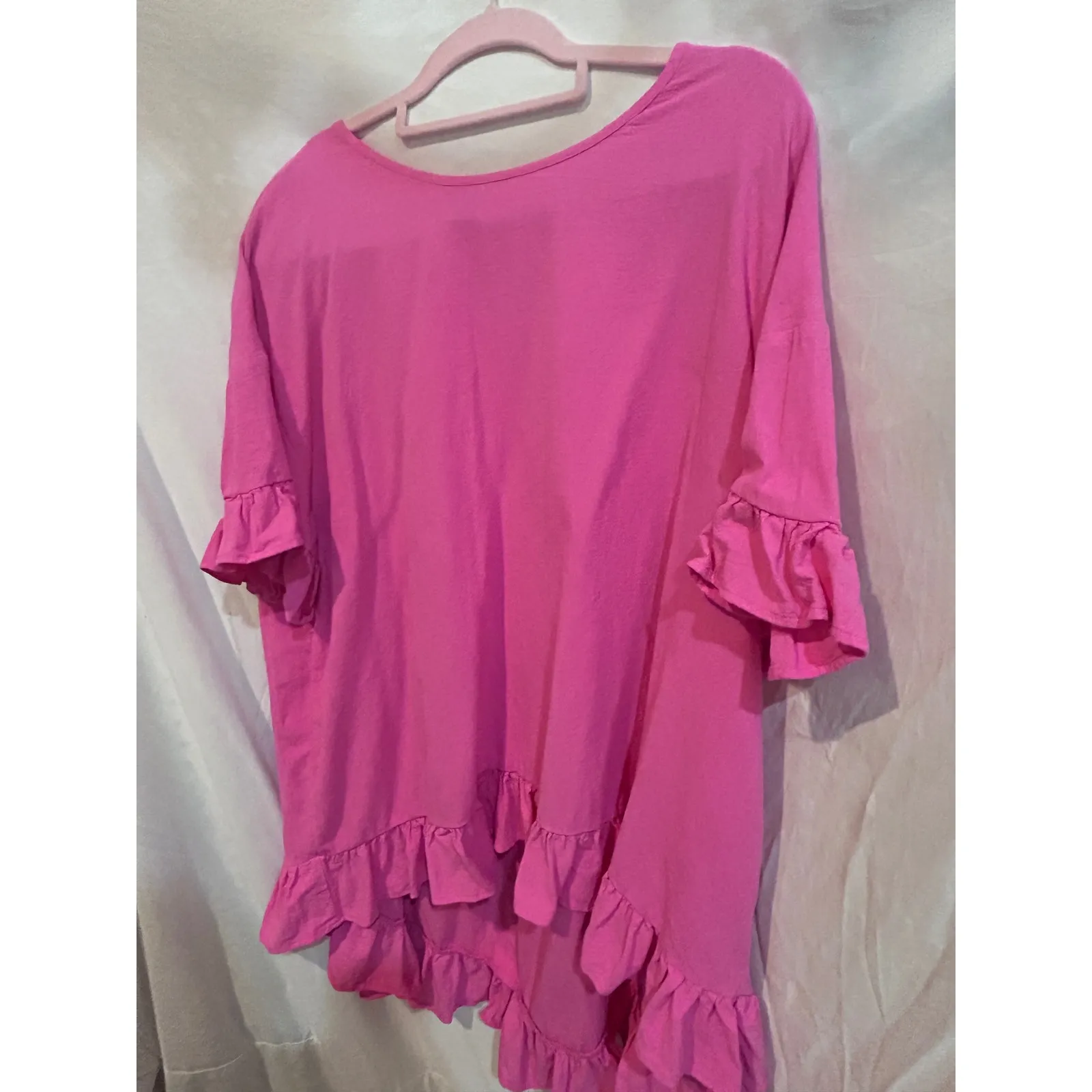 SHEIN CURVE Hot Pink Ruffle Hem High Low Tunic Top Plus Size 1X - Image 3