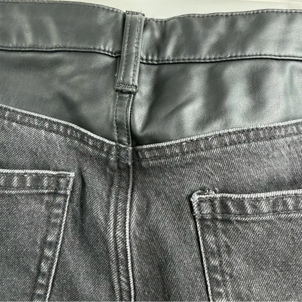 American Eagle Super High Waisted Vegan Leather Ankle Straight Jeans Black 12 - Image 7