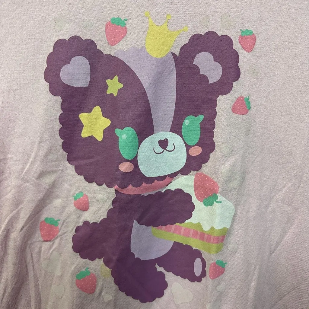 Kawaii Queen Teddy Strawberry Shortcake Black Matter Tee L - Image 2