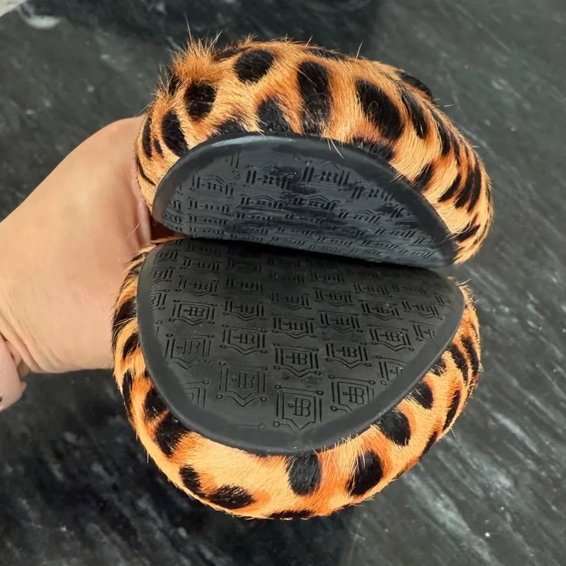 Birdies Cheetah Animal Print Haircalf Faux Fur Slip On Loafers Flats Office -6.5 - Image 3