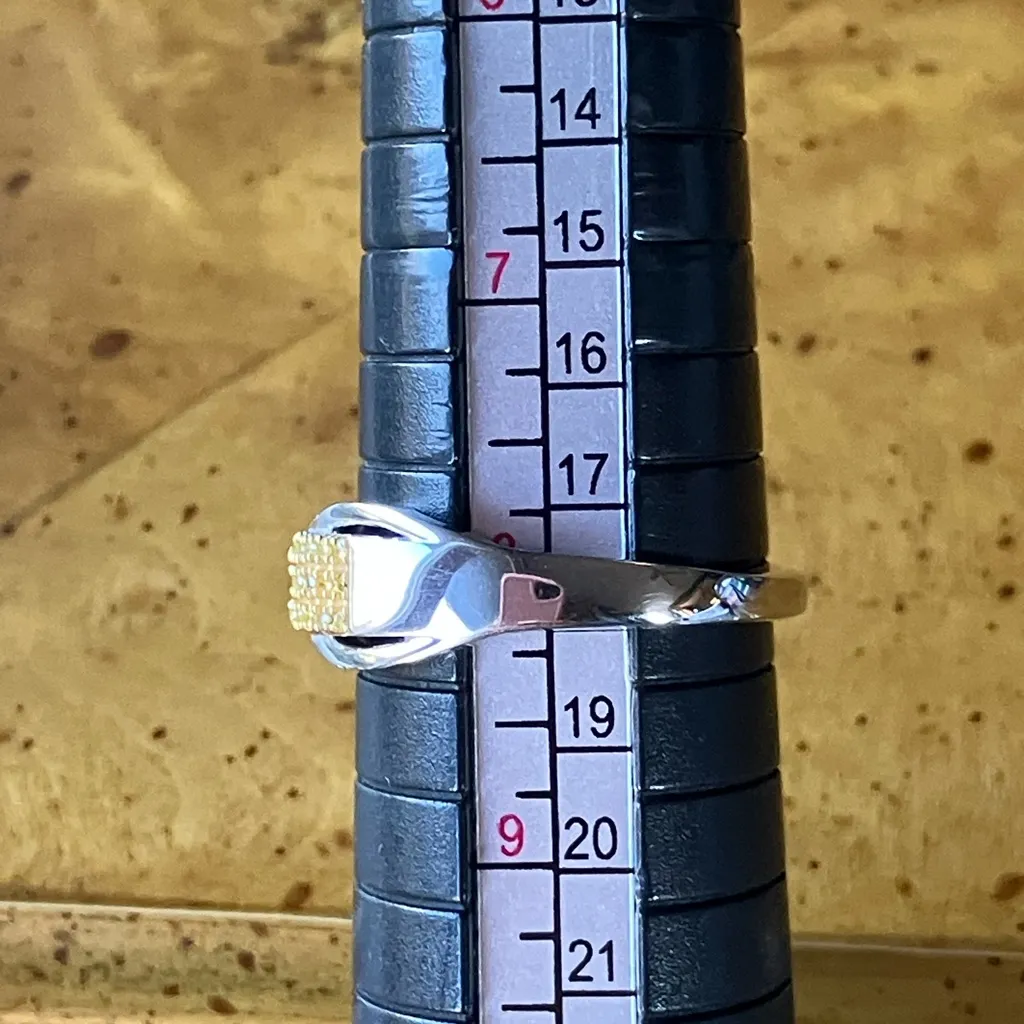 Natural Yellow Diamond Sterling Silver Band Ring Size 8 - Image 8