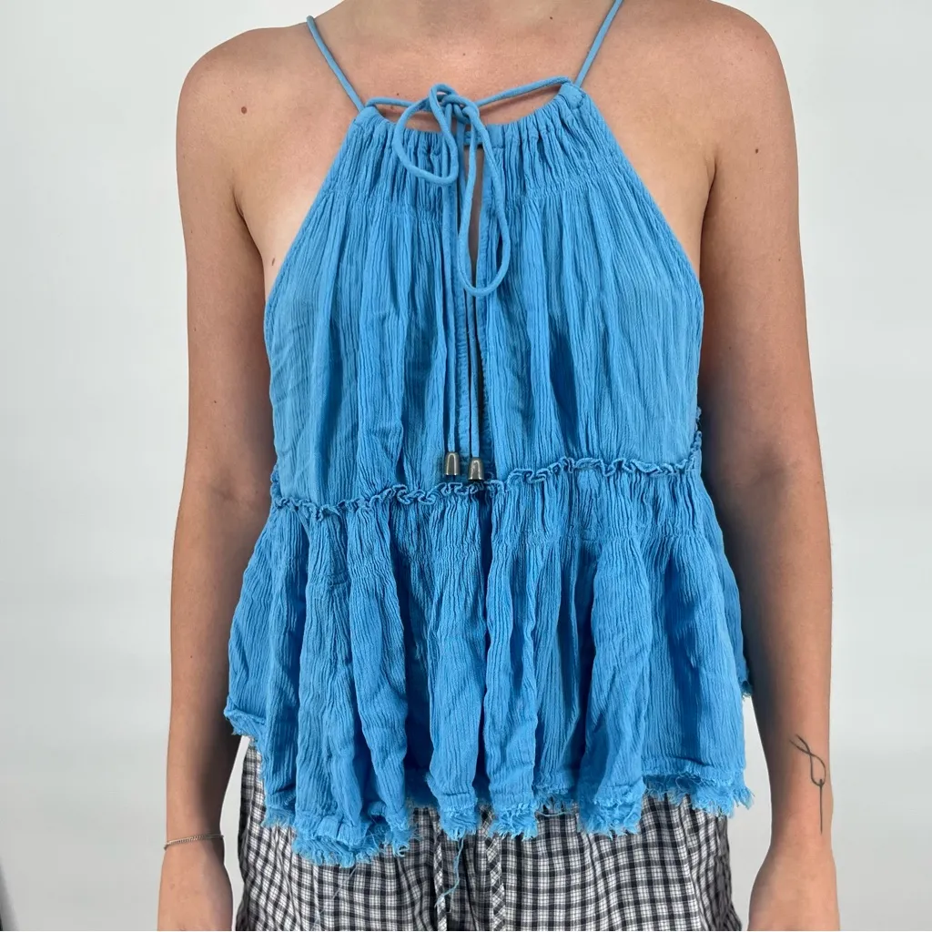 Free People Blue Blackless Halter Top - Image 5