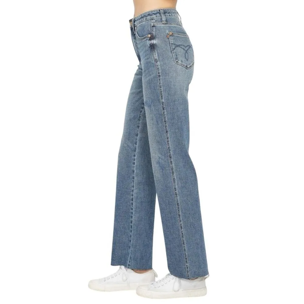 Judy Blue Women’s Size 32 15 High Waist Tummy Cut Raw Hem Straight Leg Jeans - Image 3