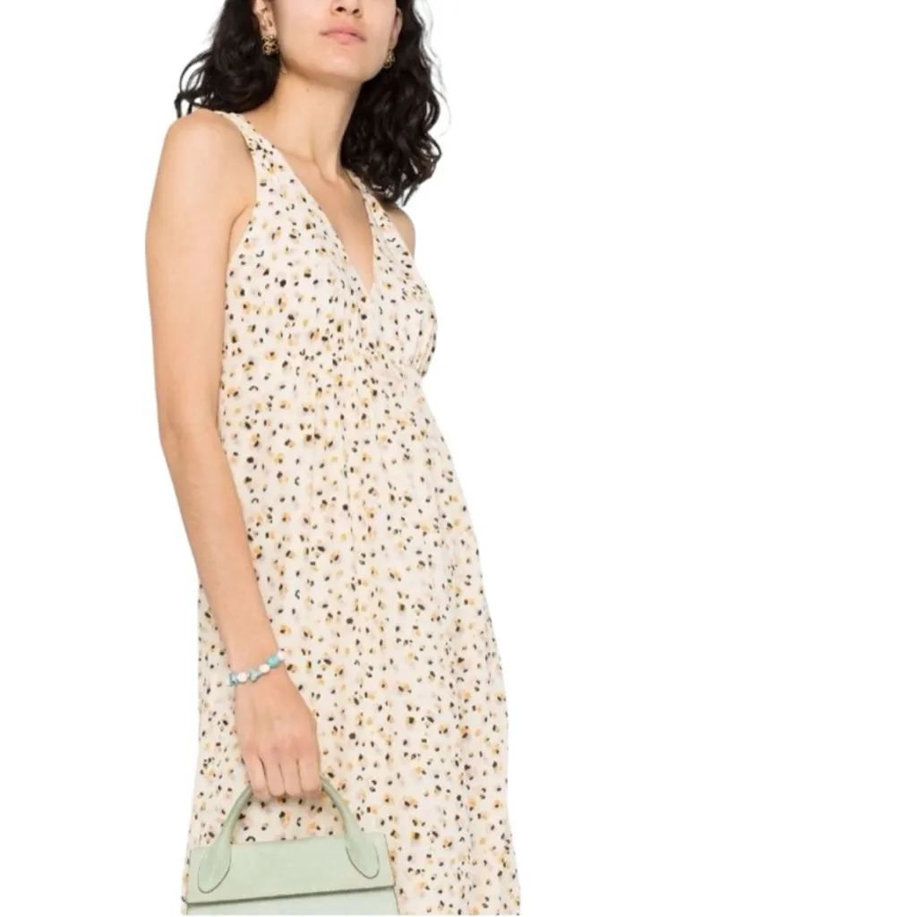 ba&sh - Beck Flowy Maxi Dress in Ecru Leopard Print Sz 2/US 6 - Image 3