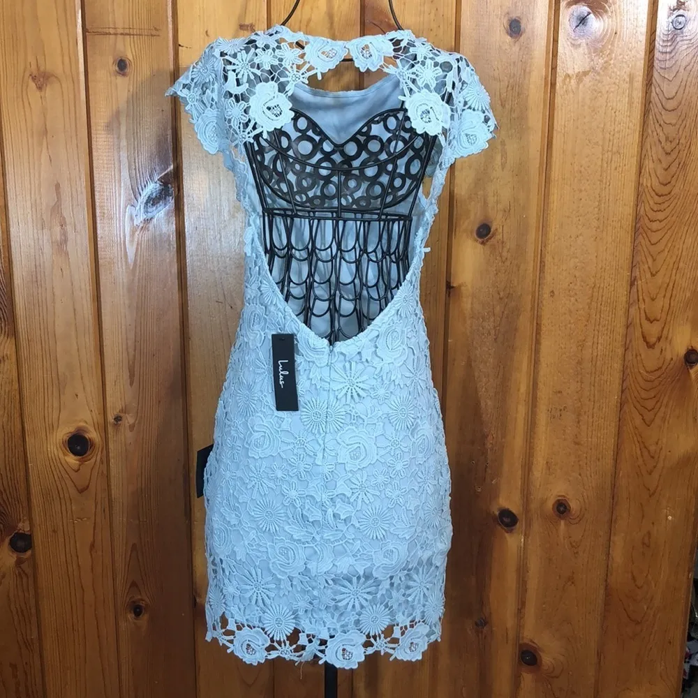 Lulus Hidden Talent Backless Light Blue Lace Dress NWT size XS mini dress​​ - Image 6