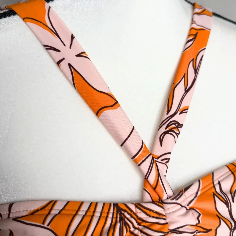 Kona Sol Target Tropical Floral Multiway Bralette Bikini Top Size Small Orange - Image 2