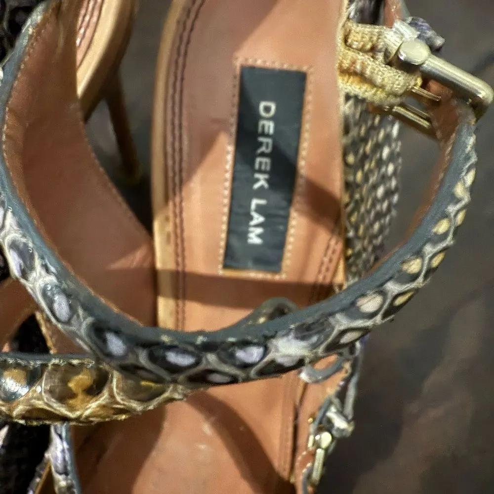 Derek Lam Snake Skin Leather‎ Strappy Ombre Heels Size 8 - Image 6