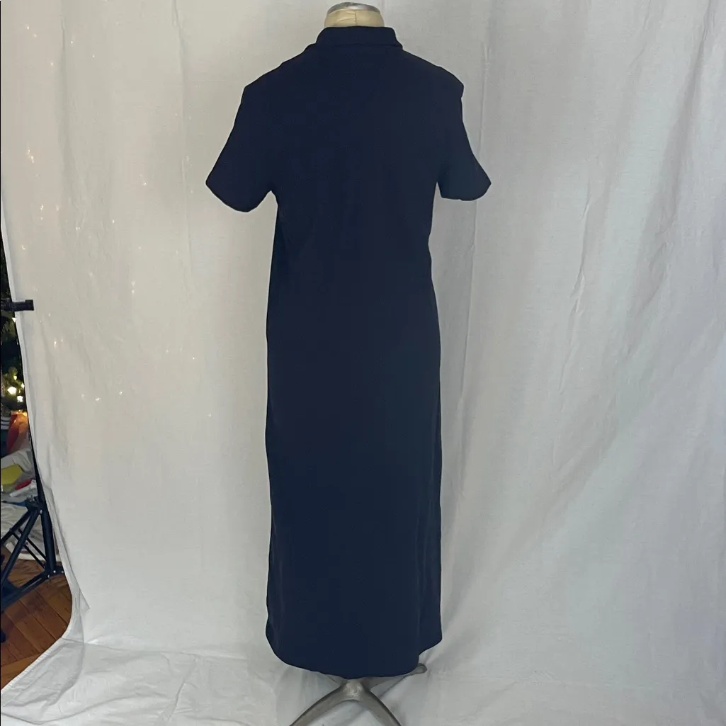 Lands' End Elegant Navy Button-Up Dress Size Small - Image 2
