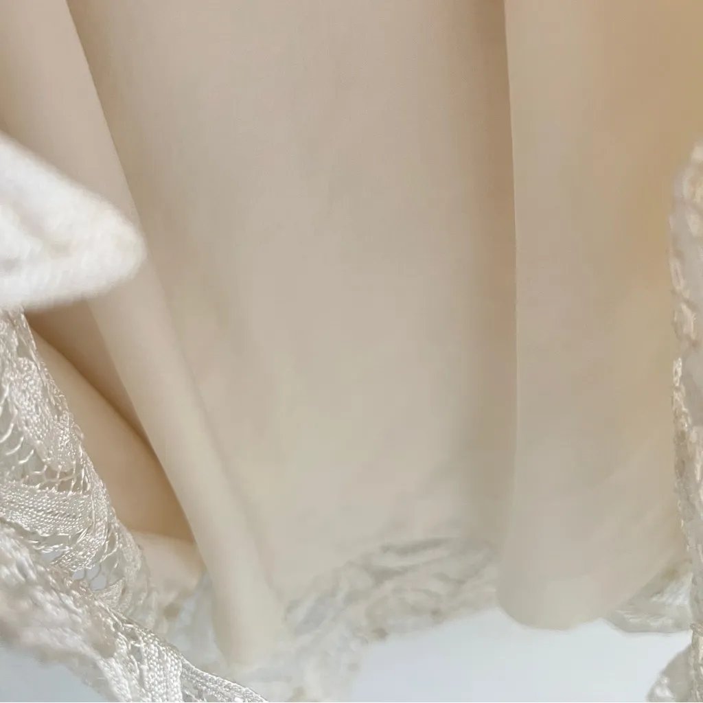 Soulmates Cream Lace embroidered Maxi Skirt handmade XLARGE BEIGE - Image 9