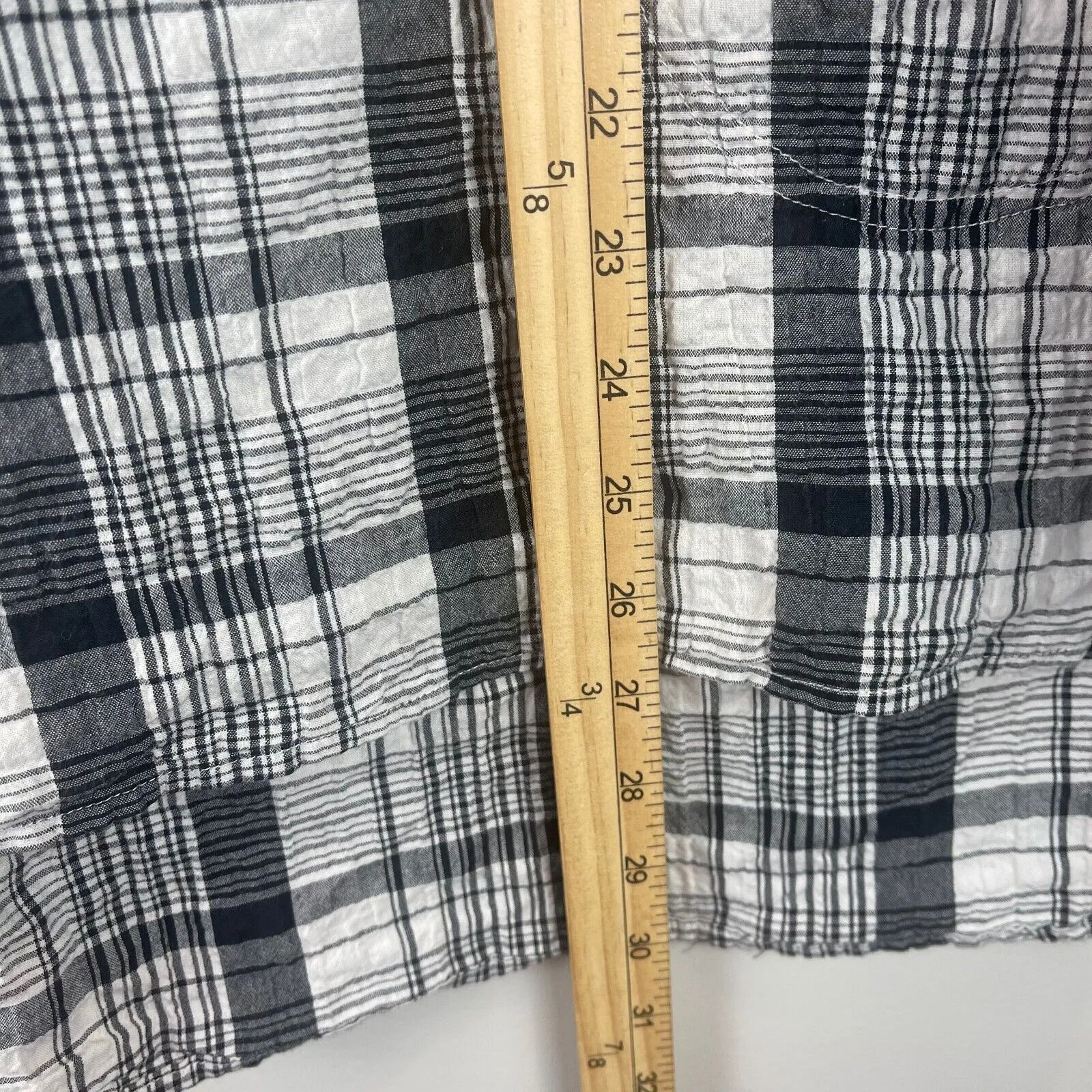 Habitat‎ Top Women's Small Black White Plaid Hi-Low Split Neck Collared Preppy - Image 9