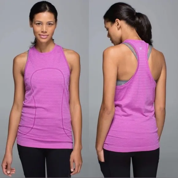 Lululemon Run Swiftly Tech Tank Rugby Stripe Tonal Heathered Ultra Violet S 10 - Image 2