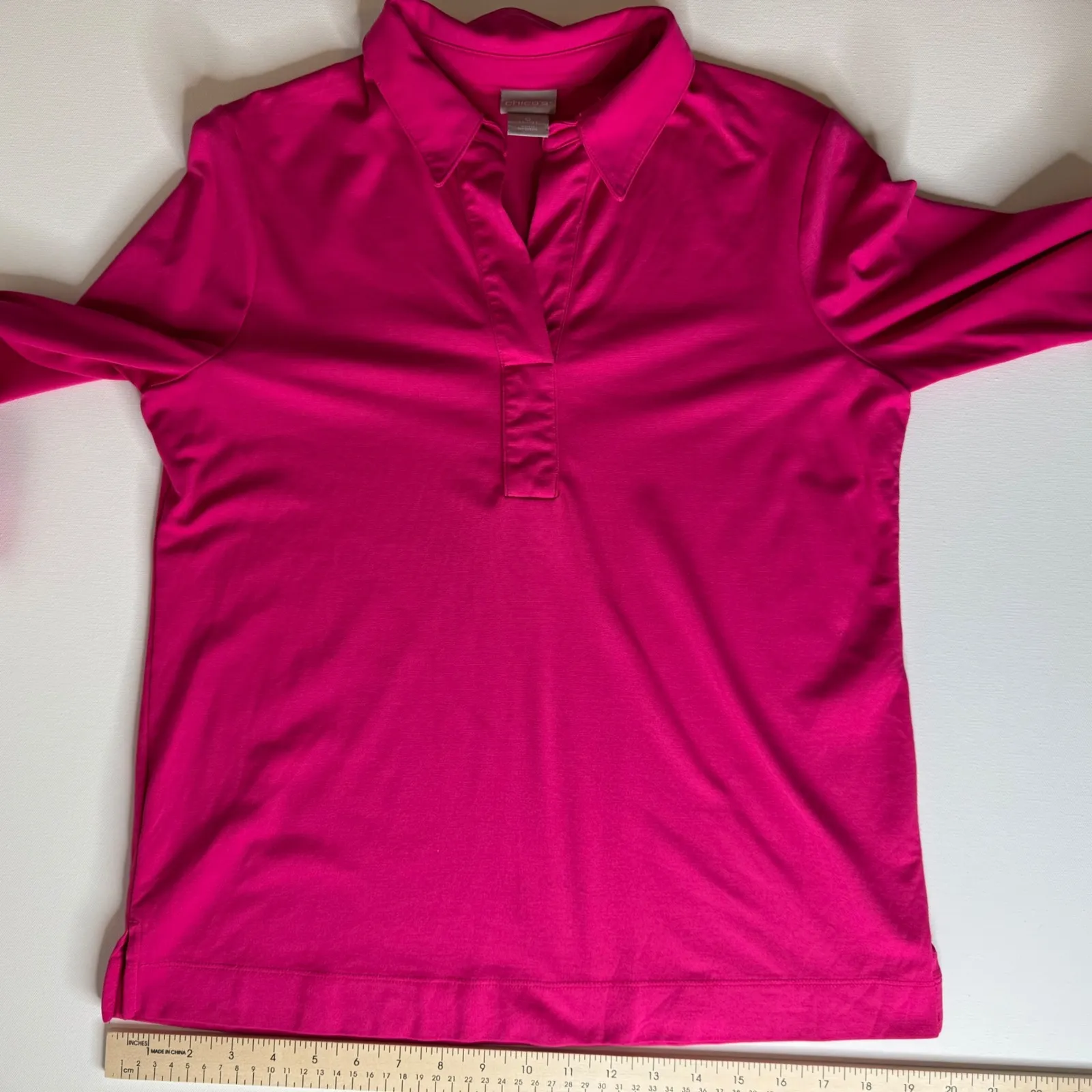 Chico's Womens Pink Polo Top‎ Size 0 (Small) Collared 3/4 Sleeve Casual Comfort - Image 11