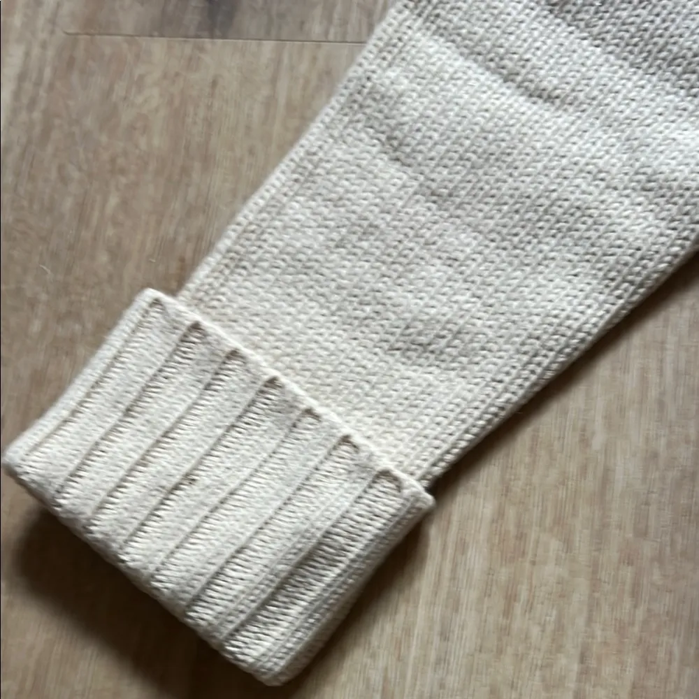 Vintage J. Crew Jacket Women's XL Beige Sweater Lambswool Hoodie Full Zip - Image 4