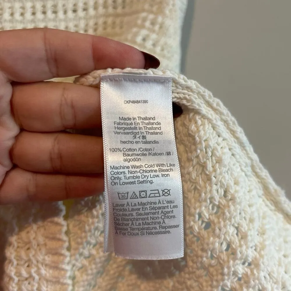 NWT Madewell Crochet-Knit Crewneck Sweater Tank Size XXS In Bright Ivory - Image 6