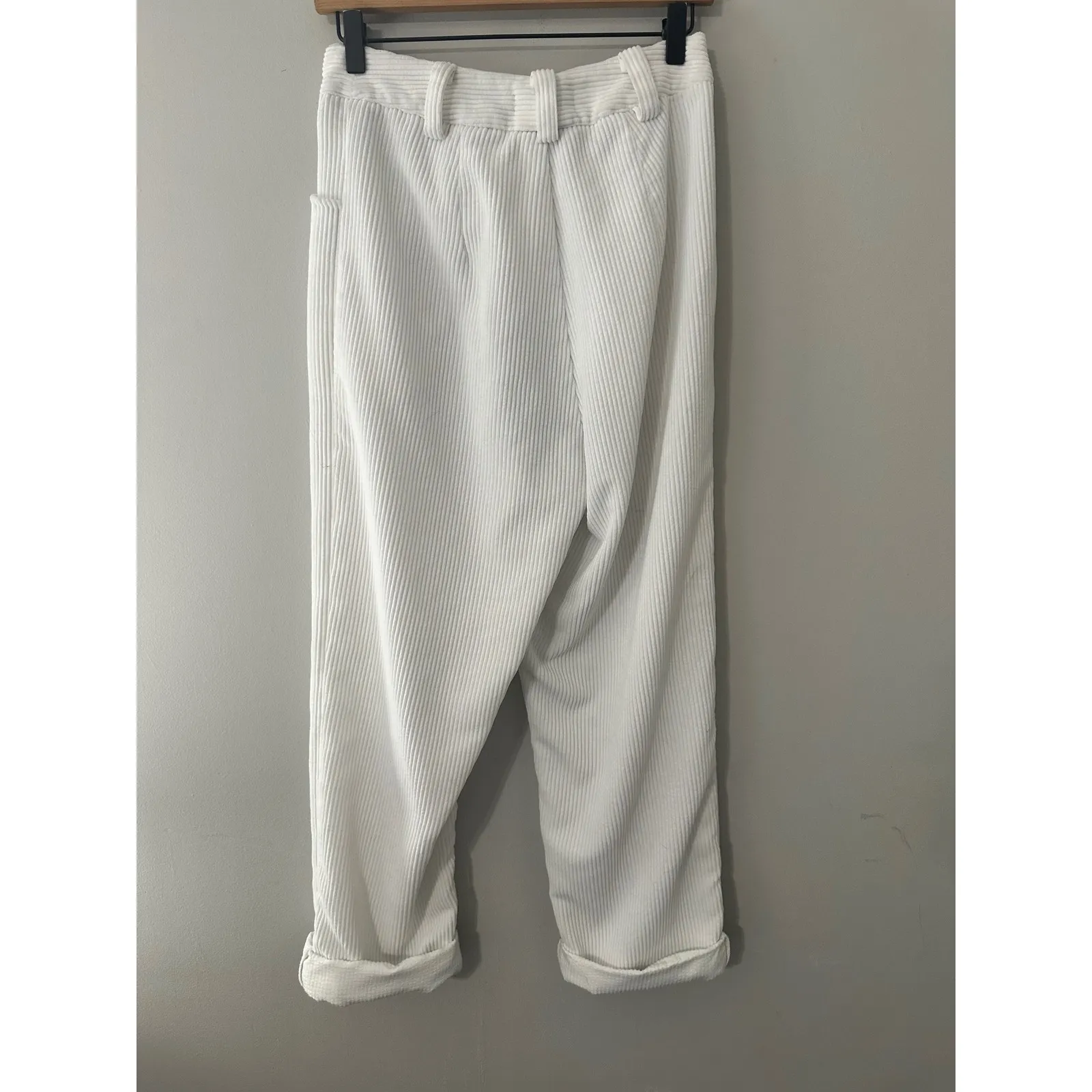 Petal + Pup Corduroy Pants White High Waisted Pleated Wide Leg Size S - Image 4