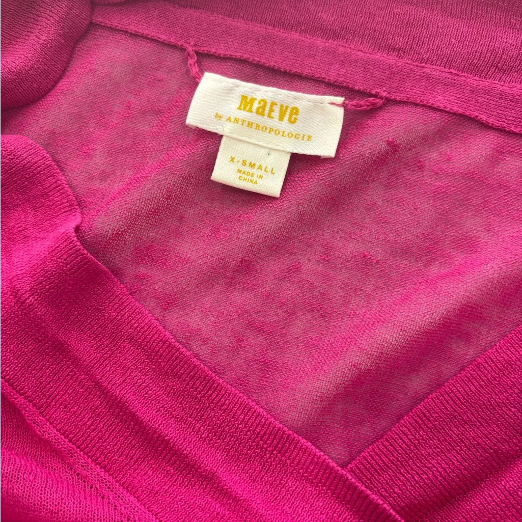 Maeve by Anthropologie Fuchsia Sheer Crop Top - Image 2