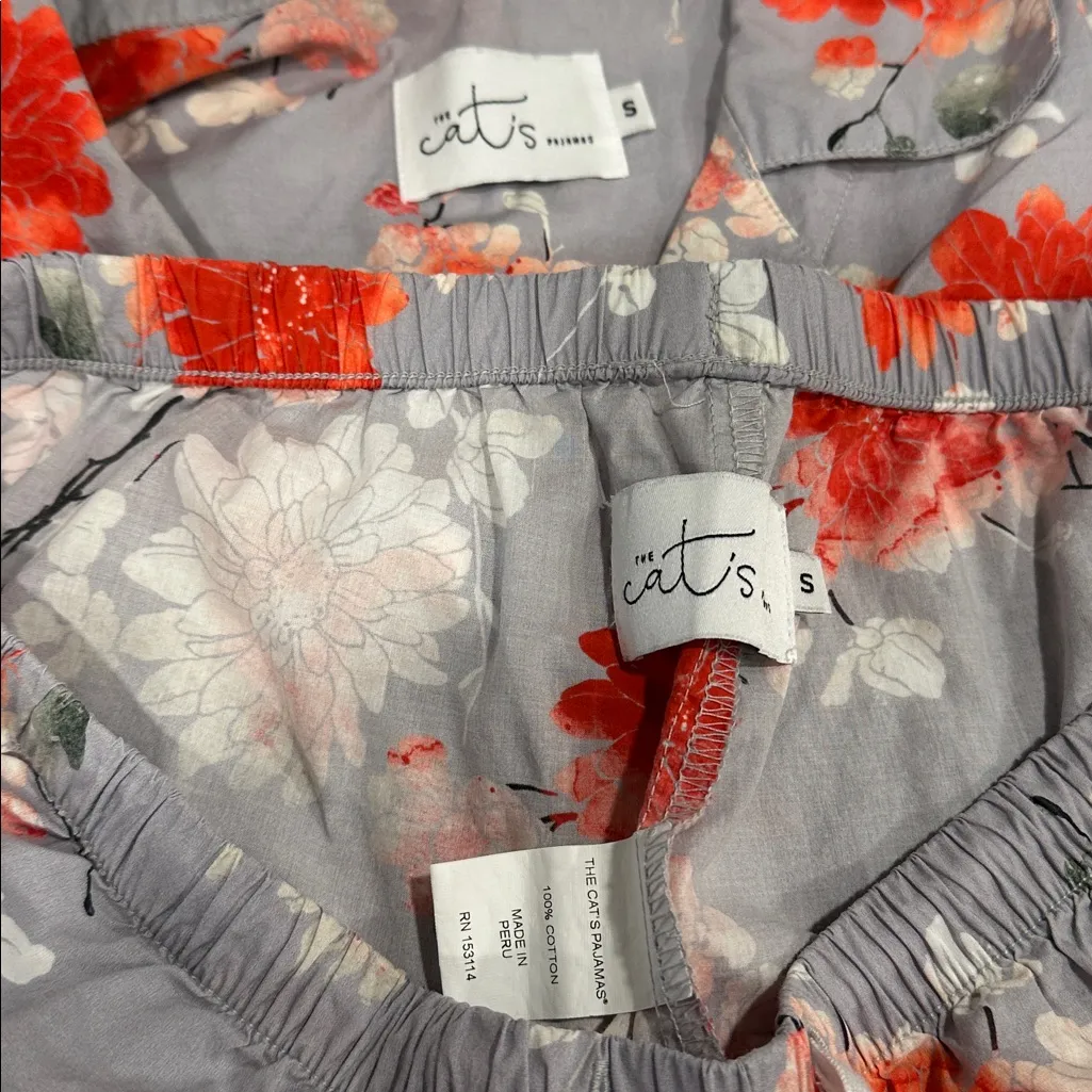 The Cat’S Pajamas Floral Cotton Capri Pajama Set Small Gray - Image 14