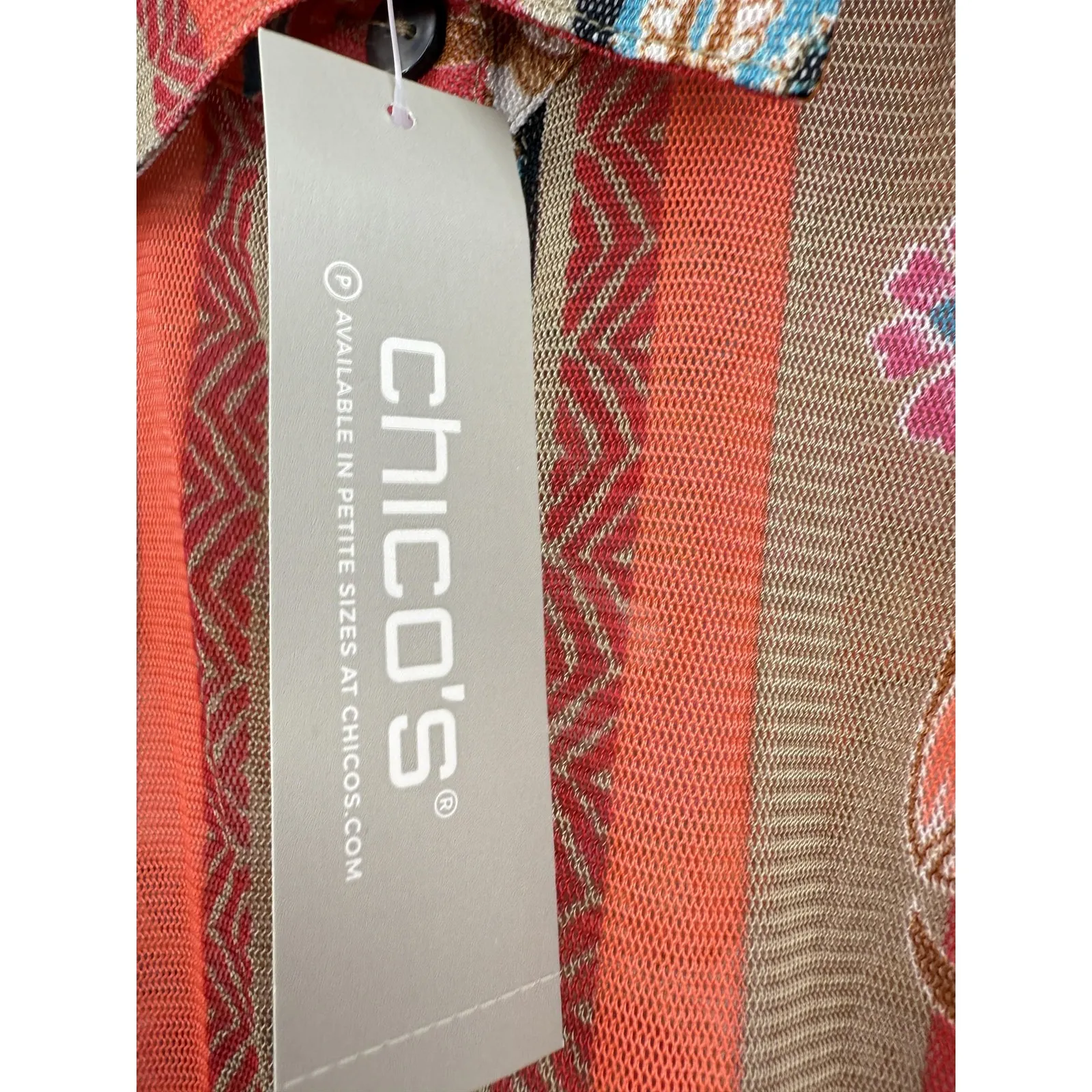 Chico's Travelers Shirt Jacket Womens XL 3 Light Papaya Coral Printed Mesh - Image 6