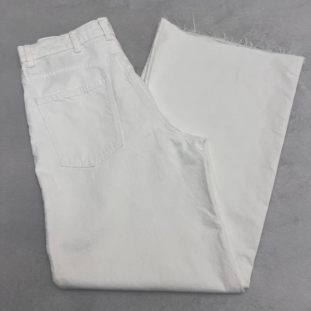 Zara The Trute Women's White Wide Leg Jeans Raw Hem Denim Size 6 US New Other - Image 4