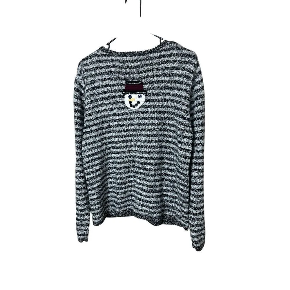 Vintage Christopher & Banks‎ 2003 Christmas Winter Snowman Cardigan Sweater L - Image 7