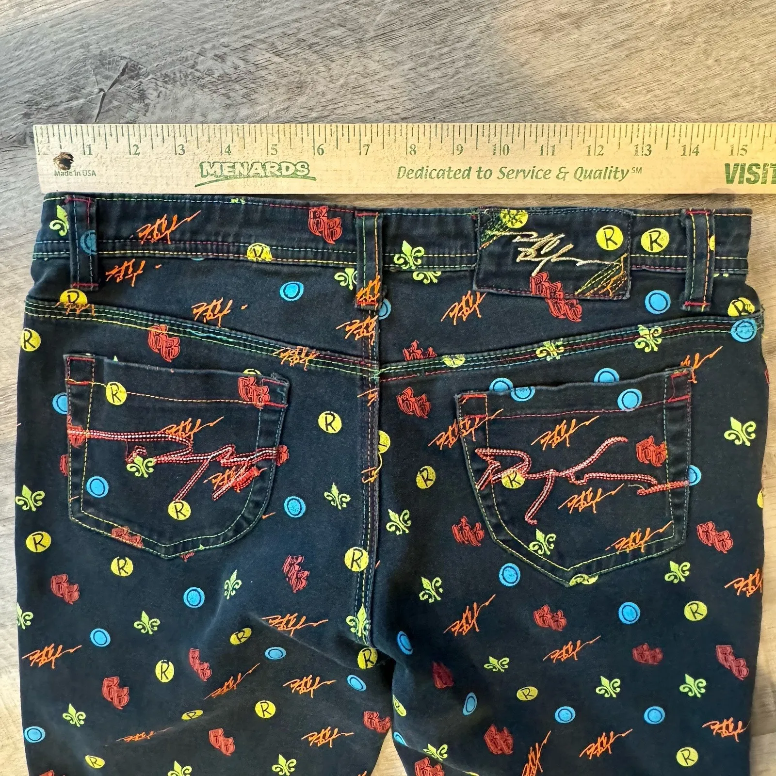 Vintage Ruff Ryder Denim Jeans Iconic logo Pattern Womens 11/12 Y2K Hip Hop RARE Blue - Image 5