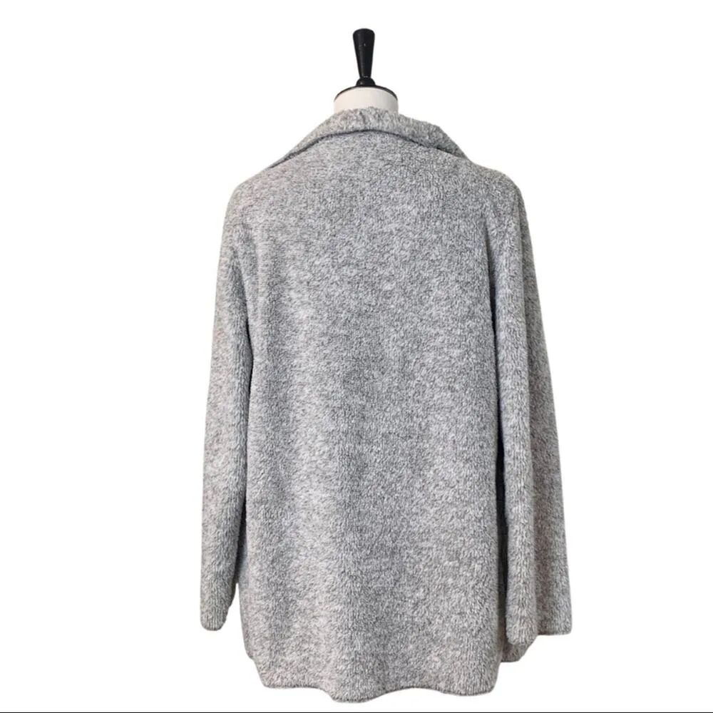 Soft Surroundings Sweater Hugs Gray Fleece Pockets Cardigan Women's Size Small S - Image 5