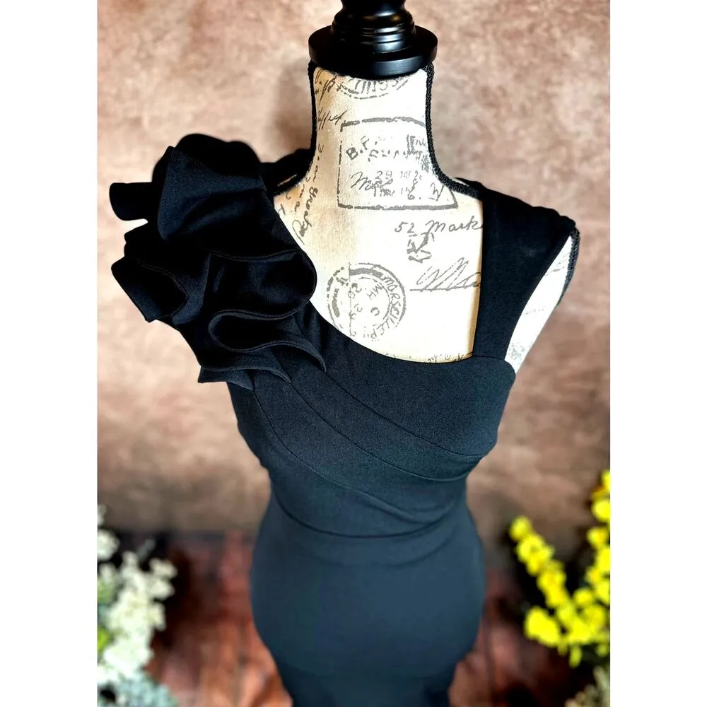 LuLus Lucette Black Sleeveless Ruffled Mermaid Gown XS - Image 8