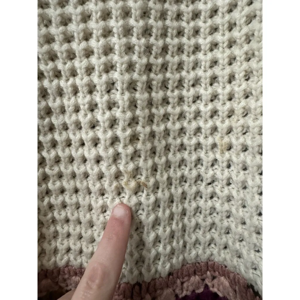 Crochet Cardigan Women Open‎ Front Size S/M Chunky Acrylic Cottagecore Bohemian - Image 11