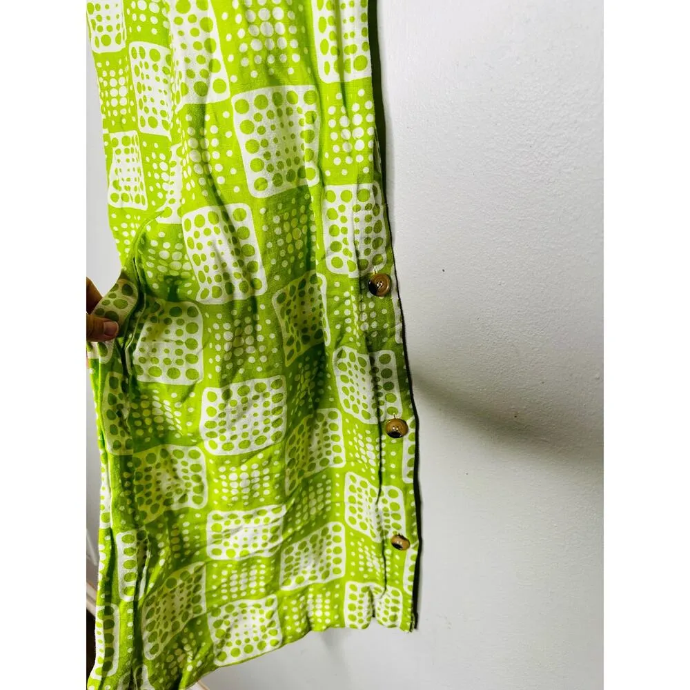 THE ODELLS Neon Green Tropical Linen Blend Loose Wide Leg Anna Pant Size Small - Image 7